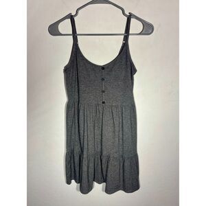 Wild Fable Womens Gray Tiered Mini Dress Sleeveless Button Front Casual Size S